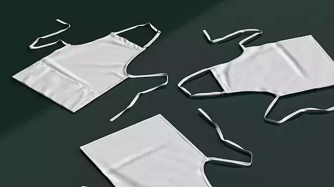 Chef Apron with Adjustable Neck Strap and Front Pocket 3D model 4