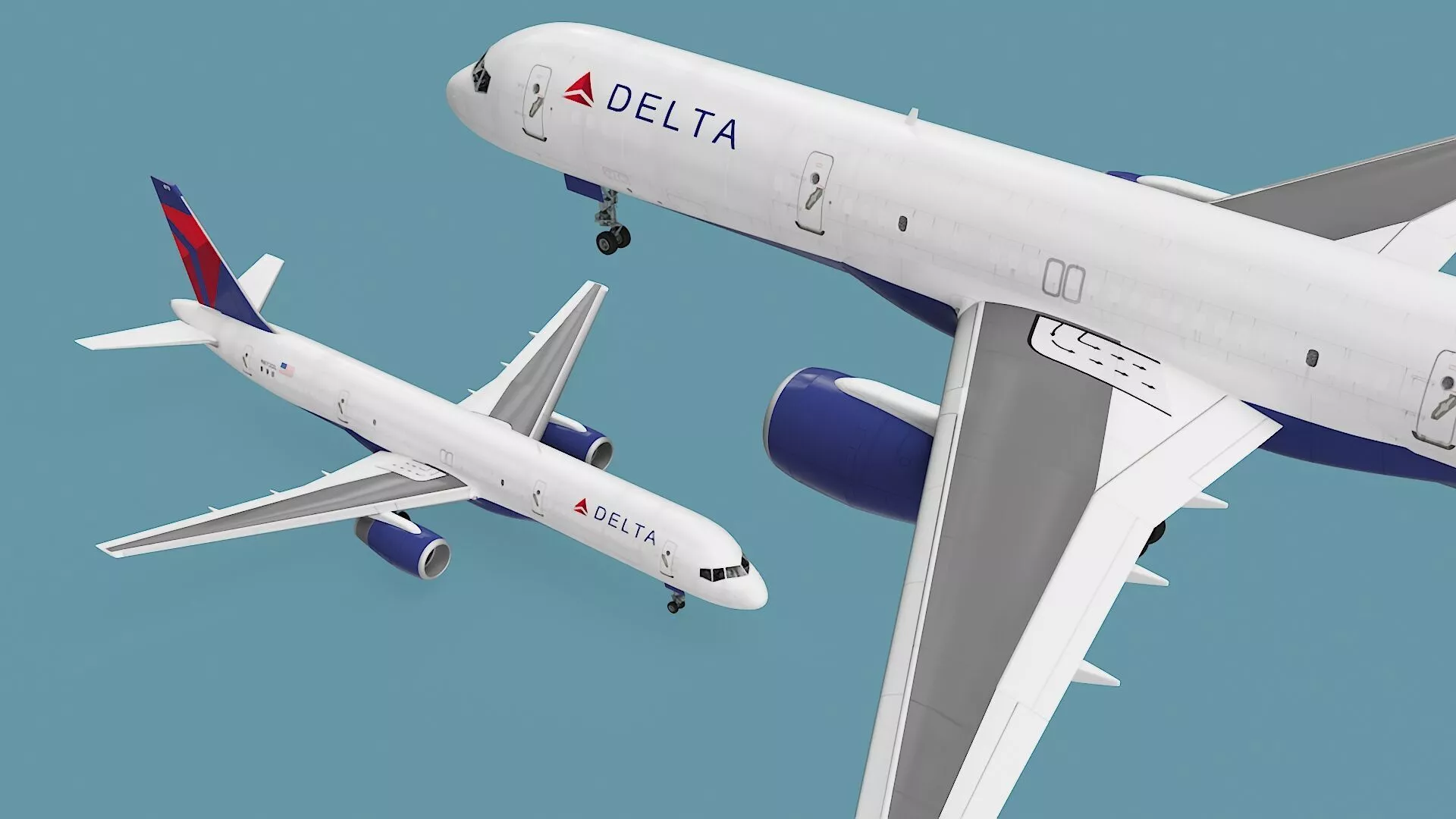 Delta Airlines Boeing 757 Commercial Airliner Rigged 3D model