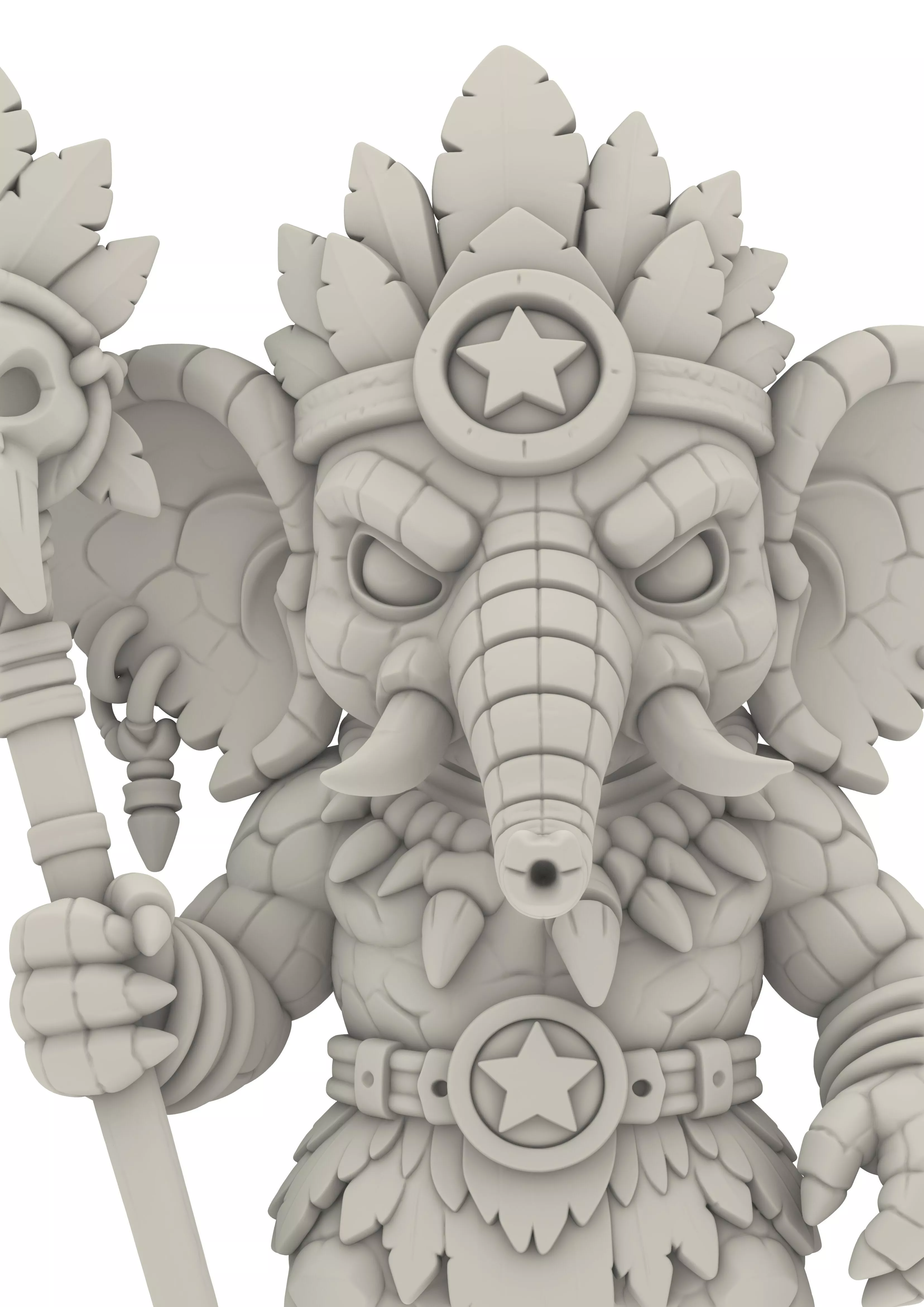 Warrior Chibi Monster Animal Krokodil Elefant Elephant 3D print model