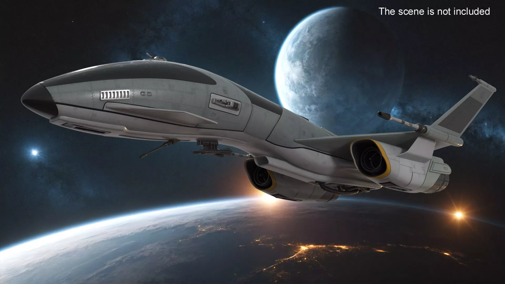 Futuristic Fighter Spaceship Rigged 3D model