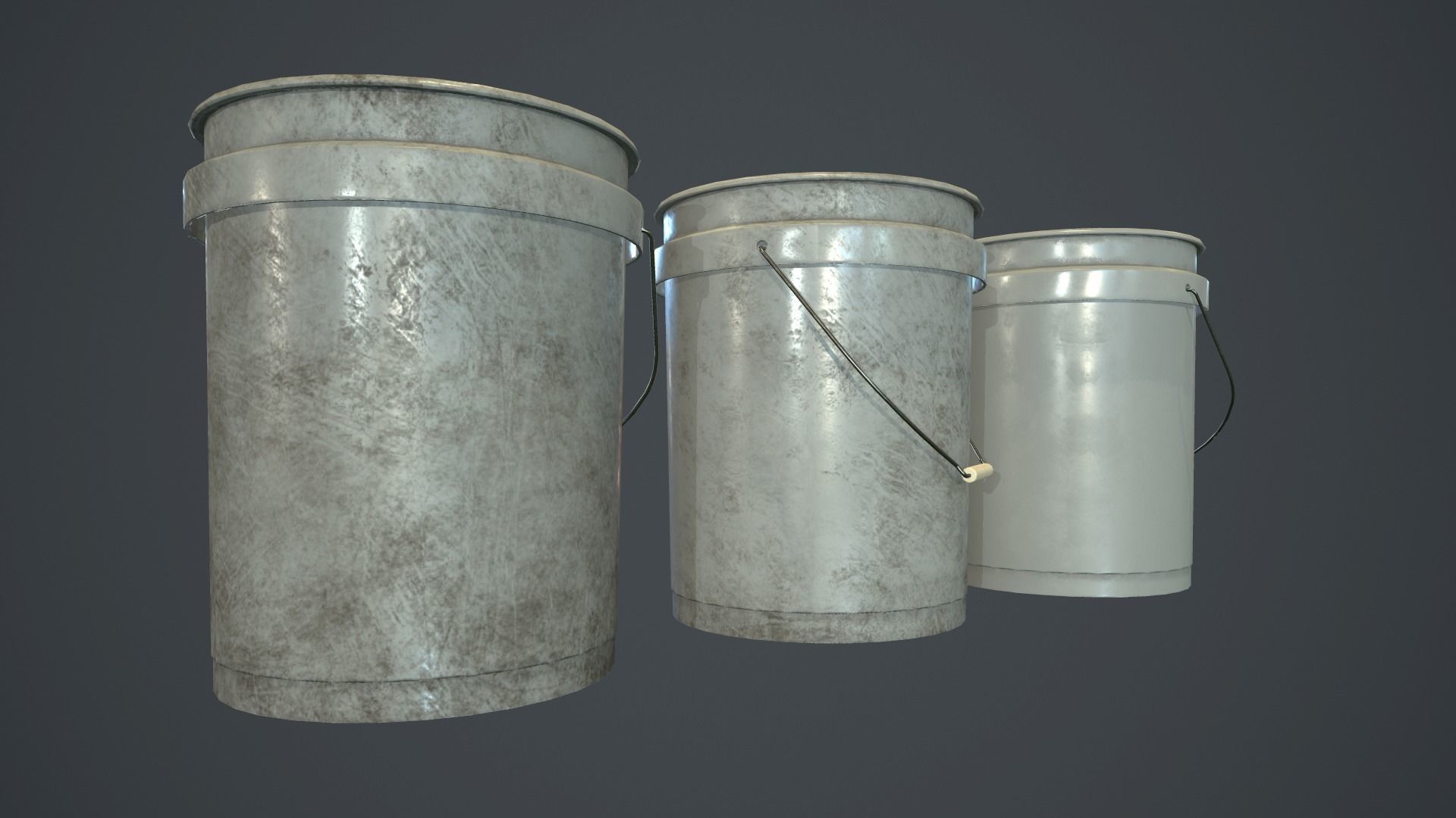 Plastic Bucket PBR Game Ready Low-poly 3D model_3