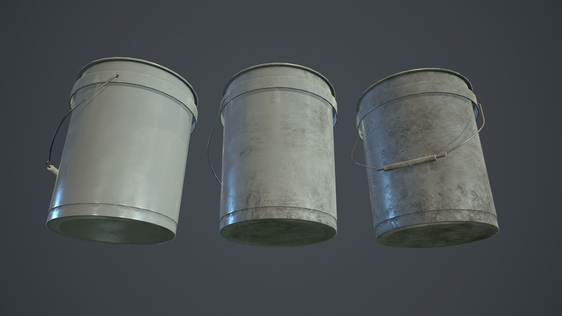 Plastic Bucket PBR Game Ready Low-poly 3D model_4