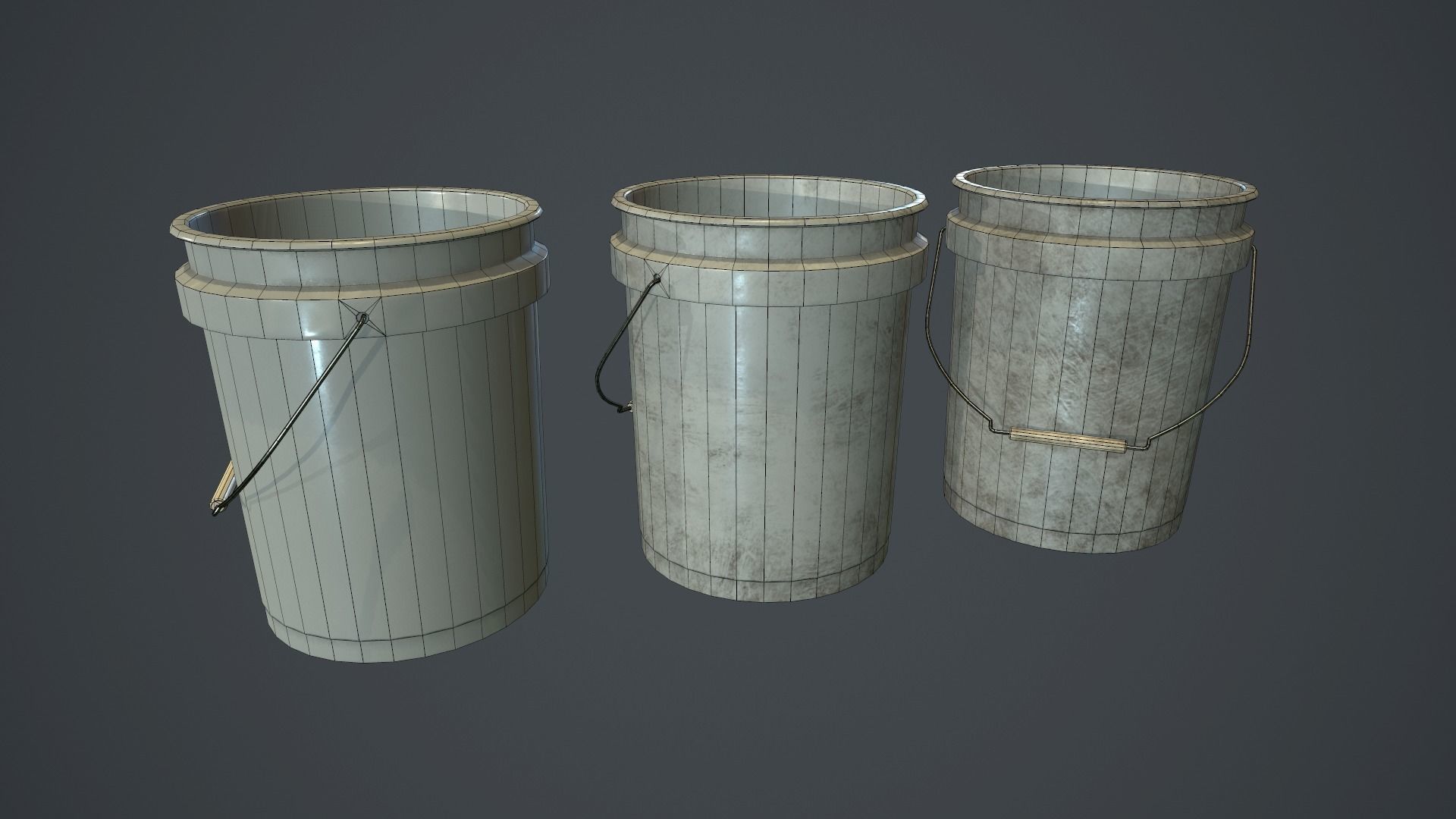 Plastic Bucket PBR Game Ready Low-poly 3D model_12