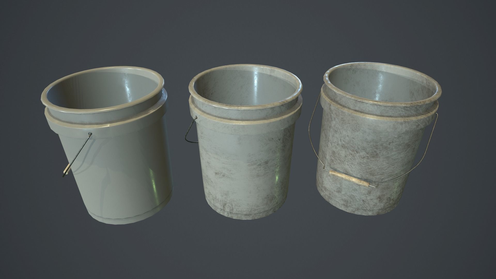 Plastic Bucket PBR Game Ready Low-poly 3D model_2