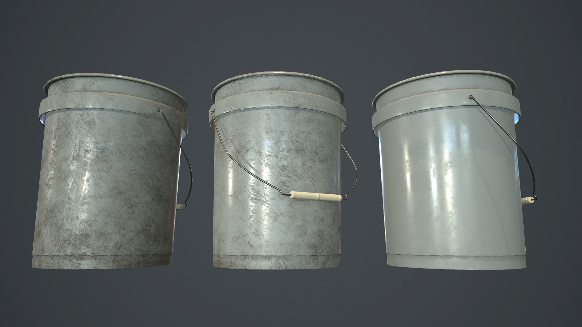 Plastic Bucket PBR Game Ready Low-poly 3D model_7