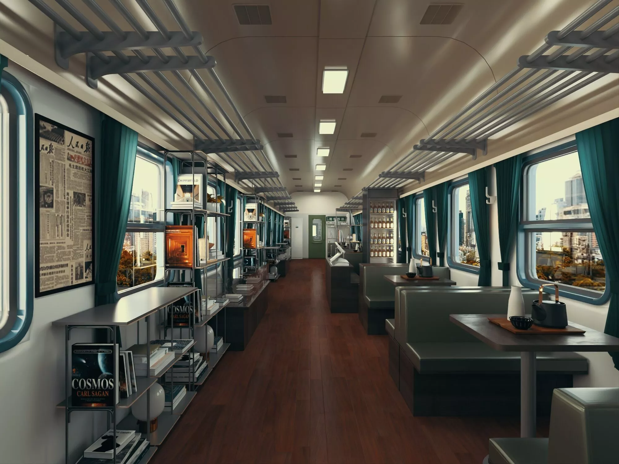 Book themed train carriage interior asset pack 3D model
