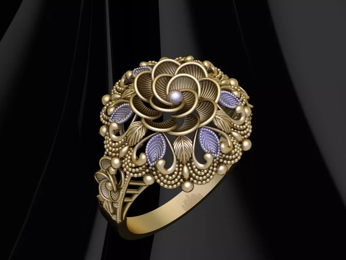 Nature Inspired 3D Jewelry CAD Model High-Detail Ring Design 3D print model