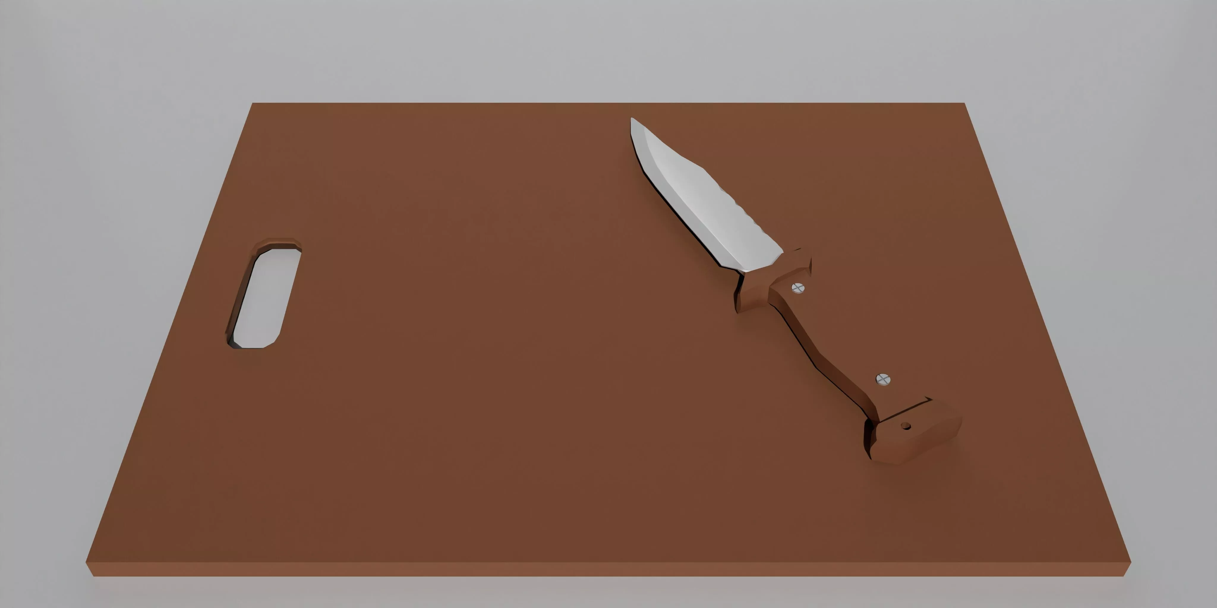 Knife and Cutting Board Free low-poly 3D model