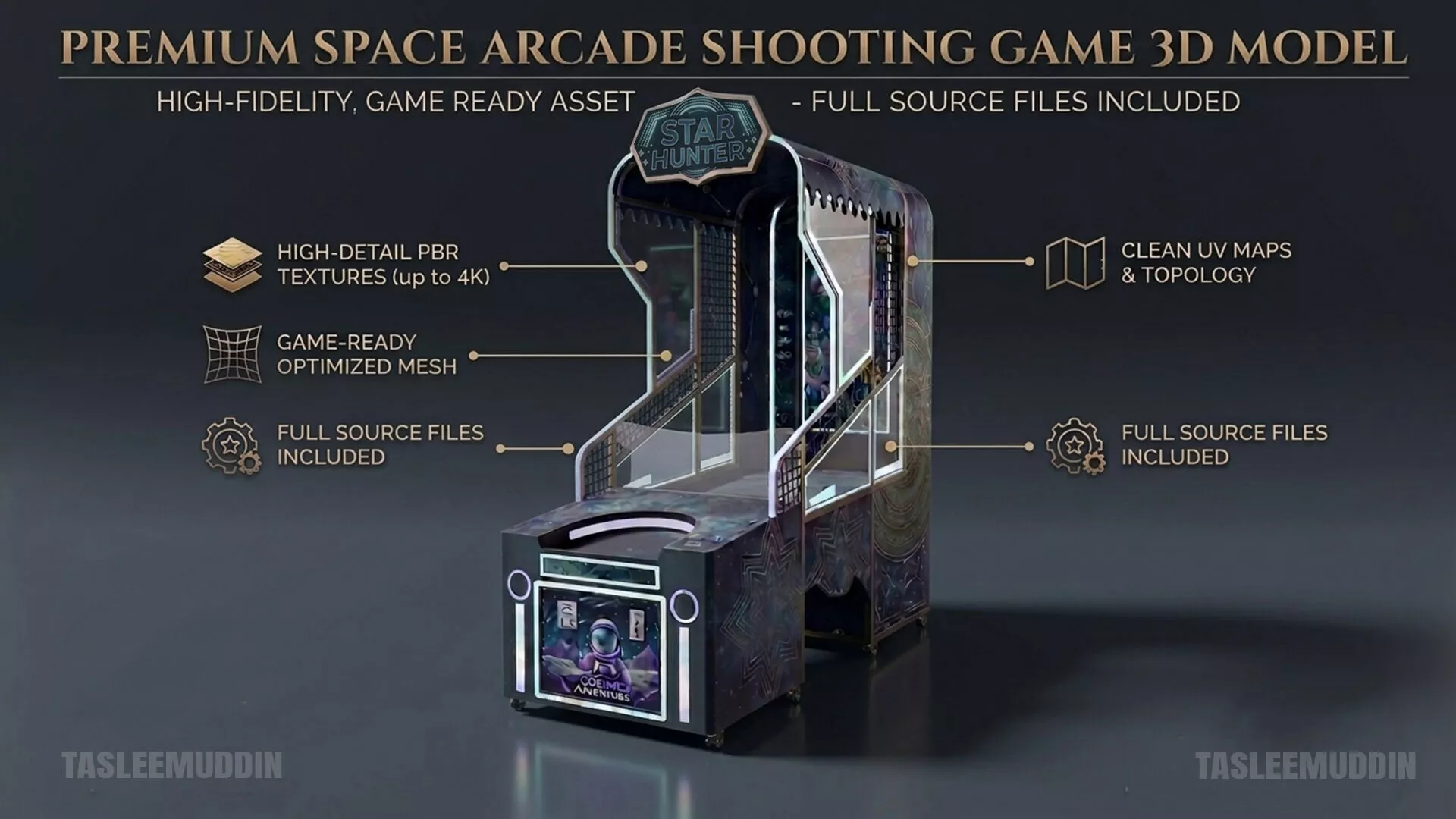 Space Arcade Shooting Game 3D Model Low-poly 3D model