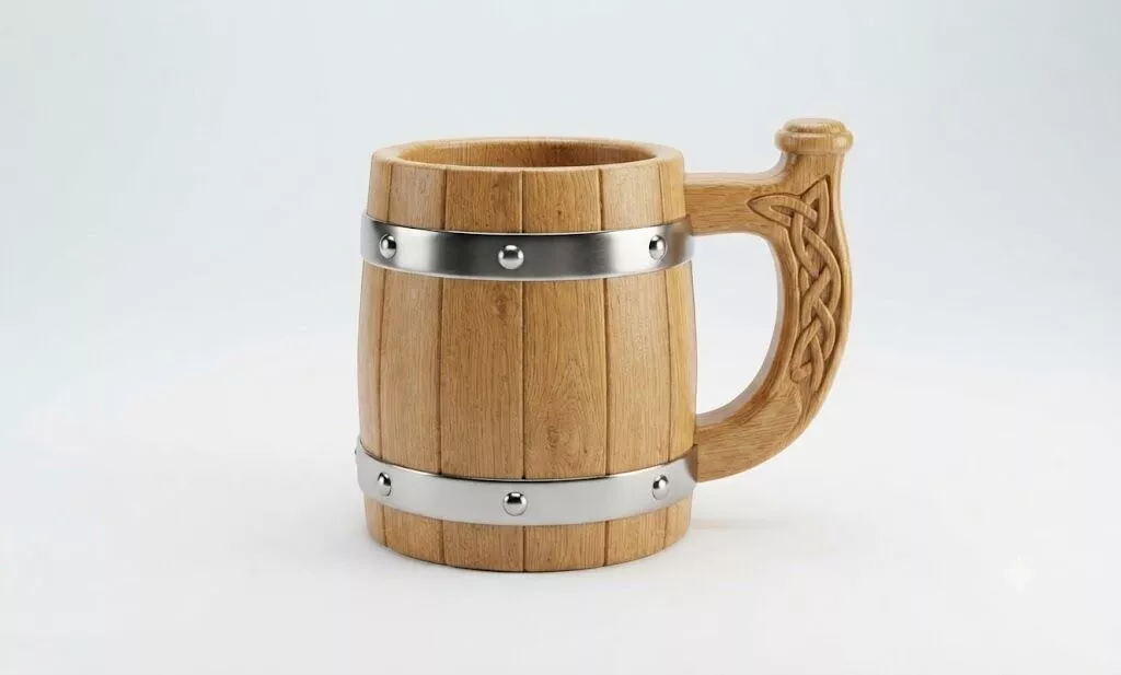 Antique Oak Barrel Mug Decorative Asset 1 3D model