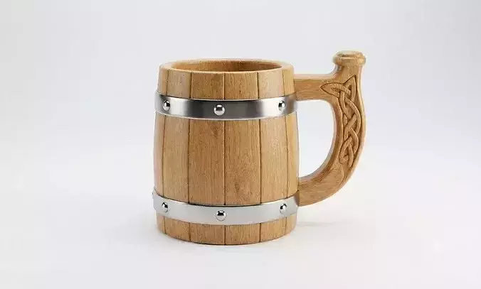 Antique Oak Barrel Mug Decorative Asset 1