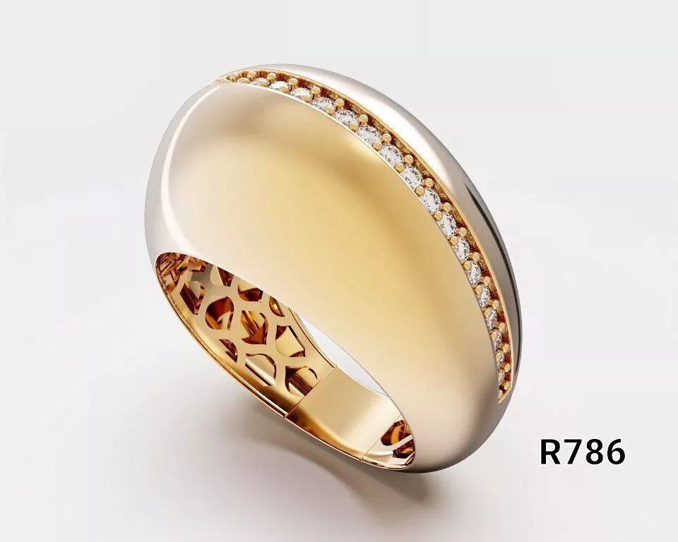 Gemstone dome ring 3D print model