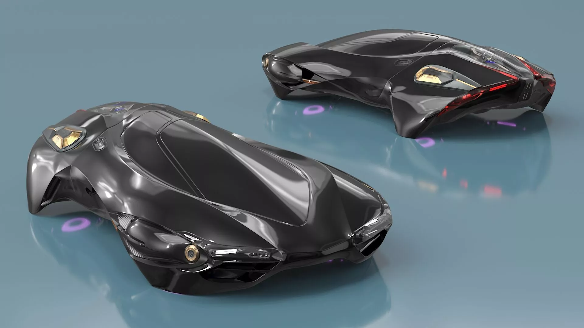 Black Futuristic Urban Flying Car Rigged 3D model