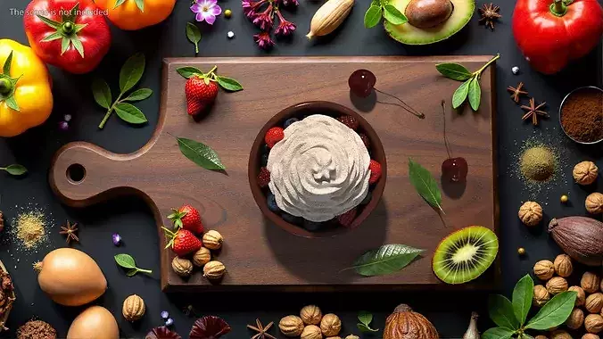 Bowl of Berries with Whipped Cream 3D model 5
