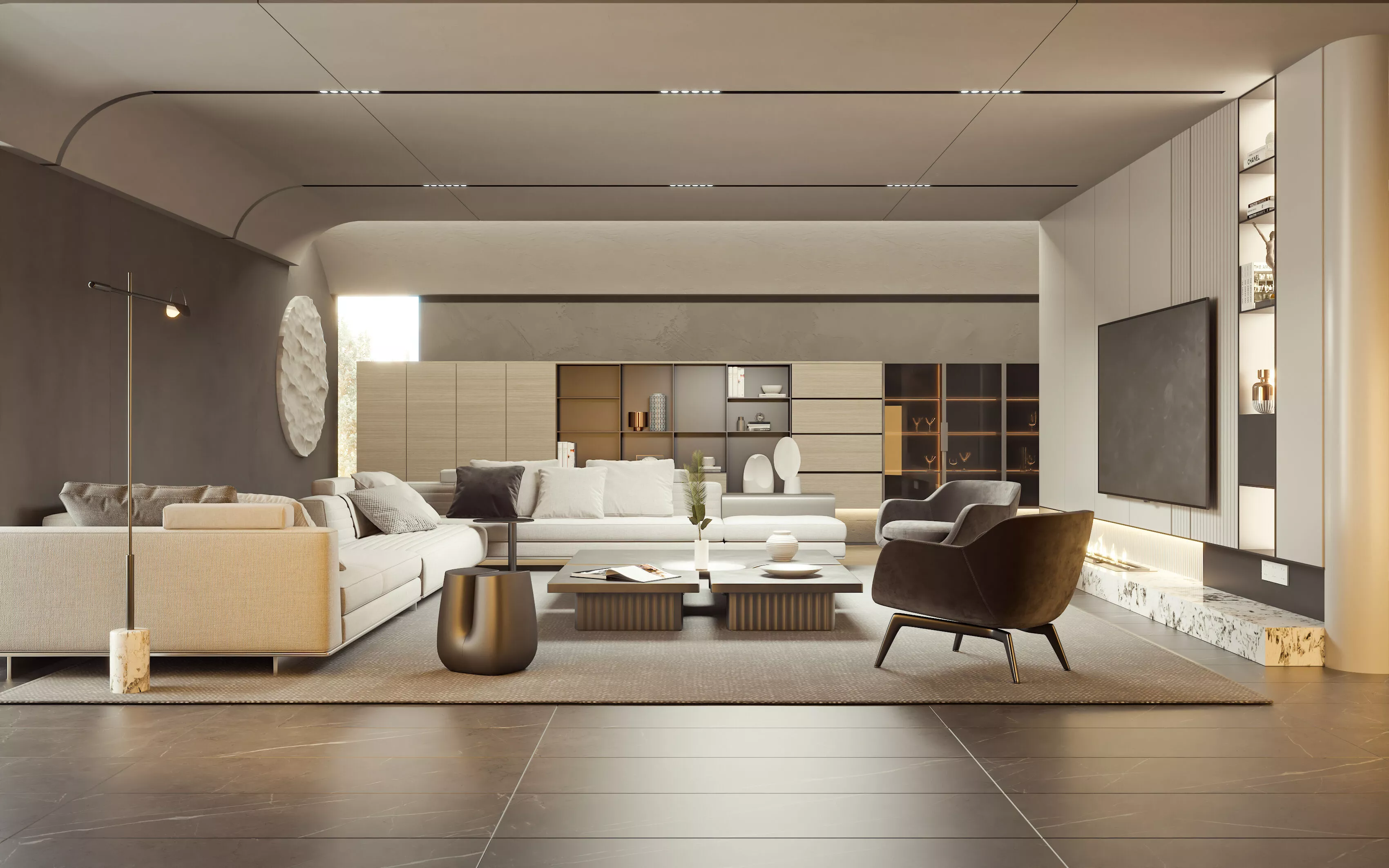 Interior of modern living and reception rooms 3D model