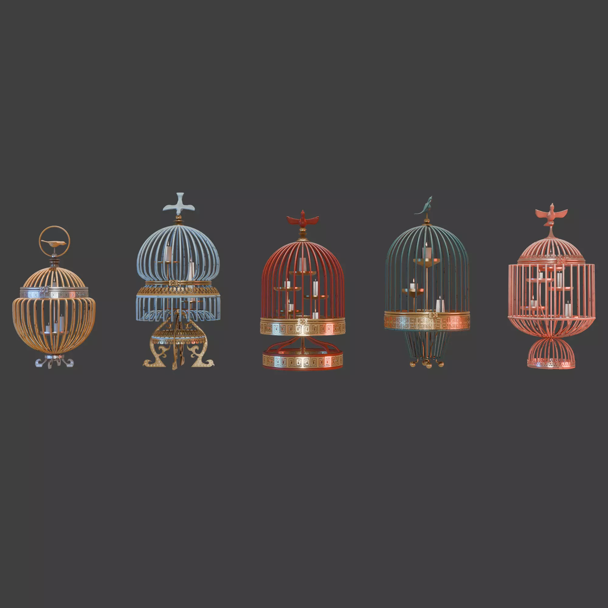 Cage Candle Holders Low-poly 3D model