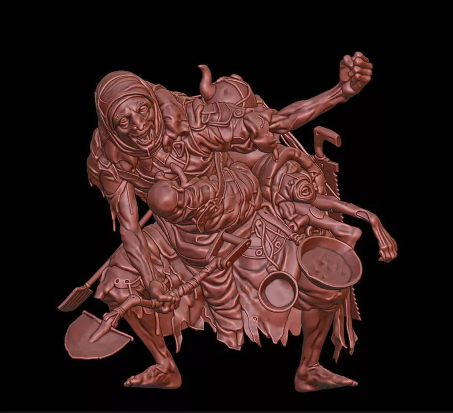 The Scavenger Hag Graverobber Miniature STL 3D print model