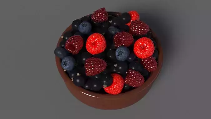 Bowl of Various Berries 3D model 6