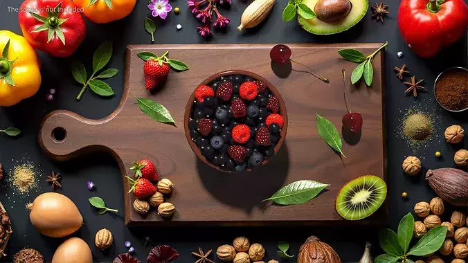 Bowl of Various Berries 3D model 4