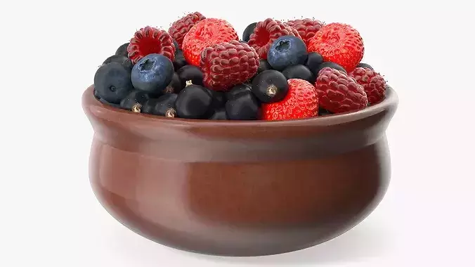 Bowl of Various Berries 3D model 7