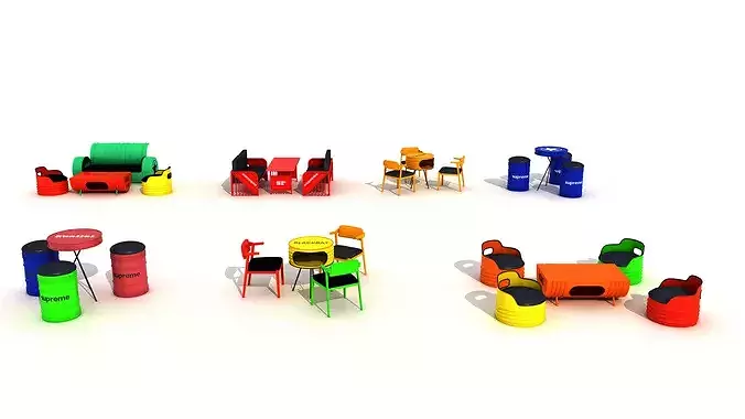 Industrial furniture set 3D model