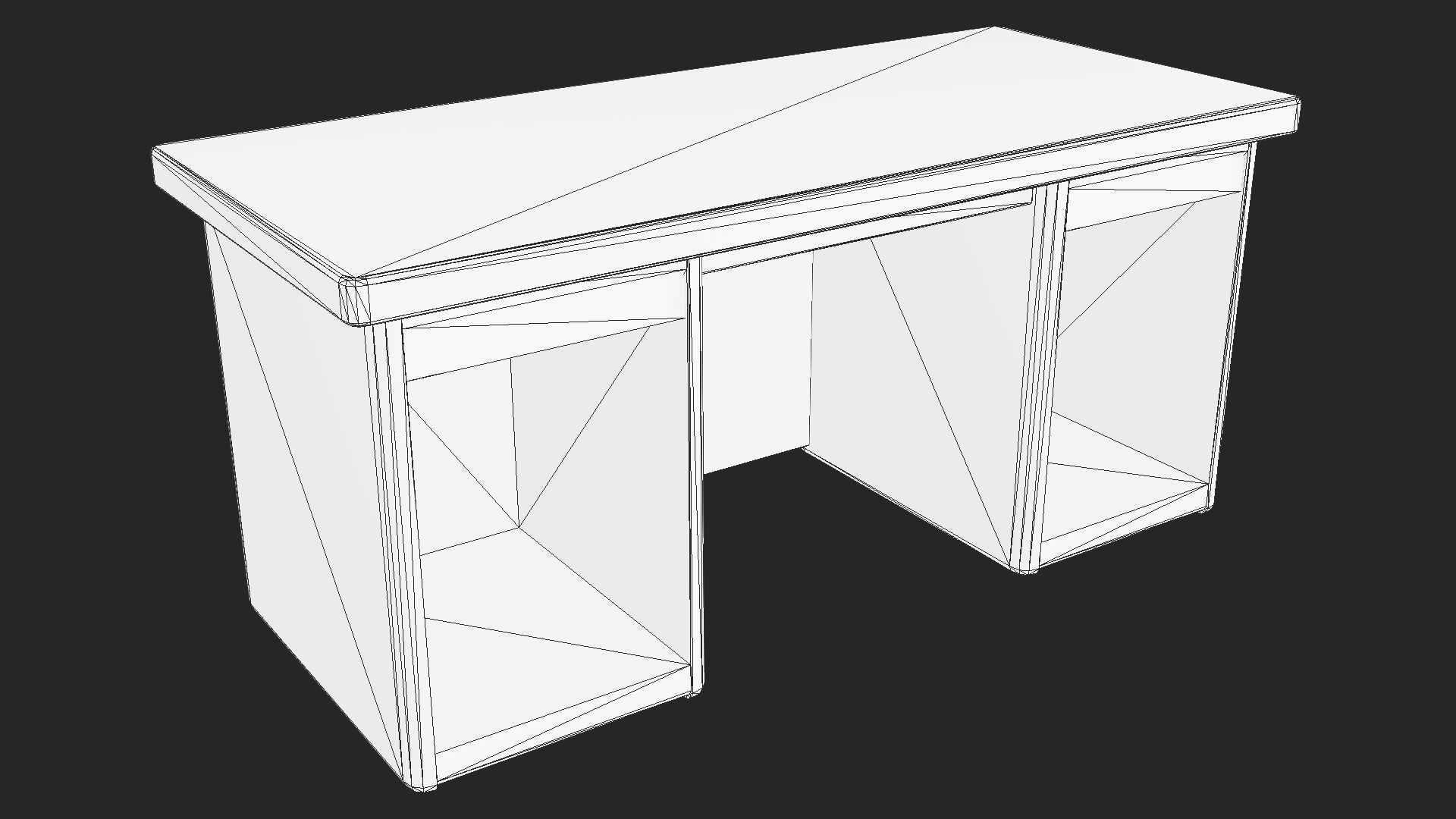 Old Office Steel Tables Low-poly 3D model_7