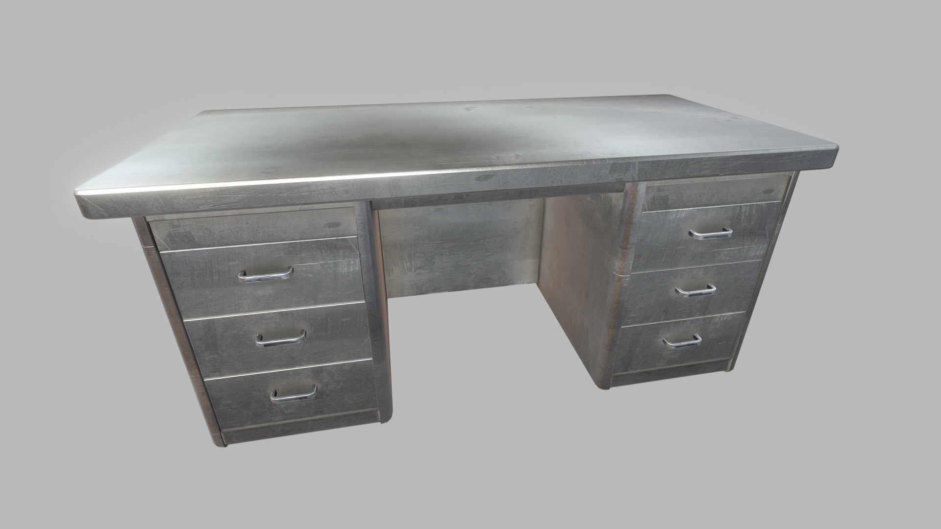 Old Office Steel Tables Low-poly 3D model_5