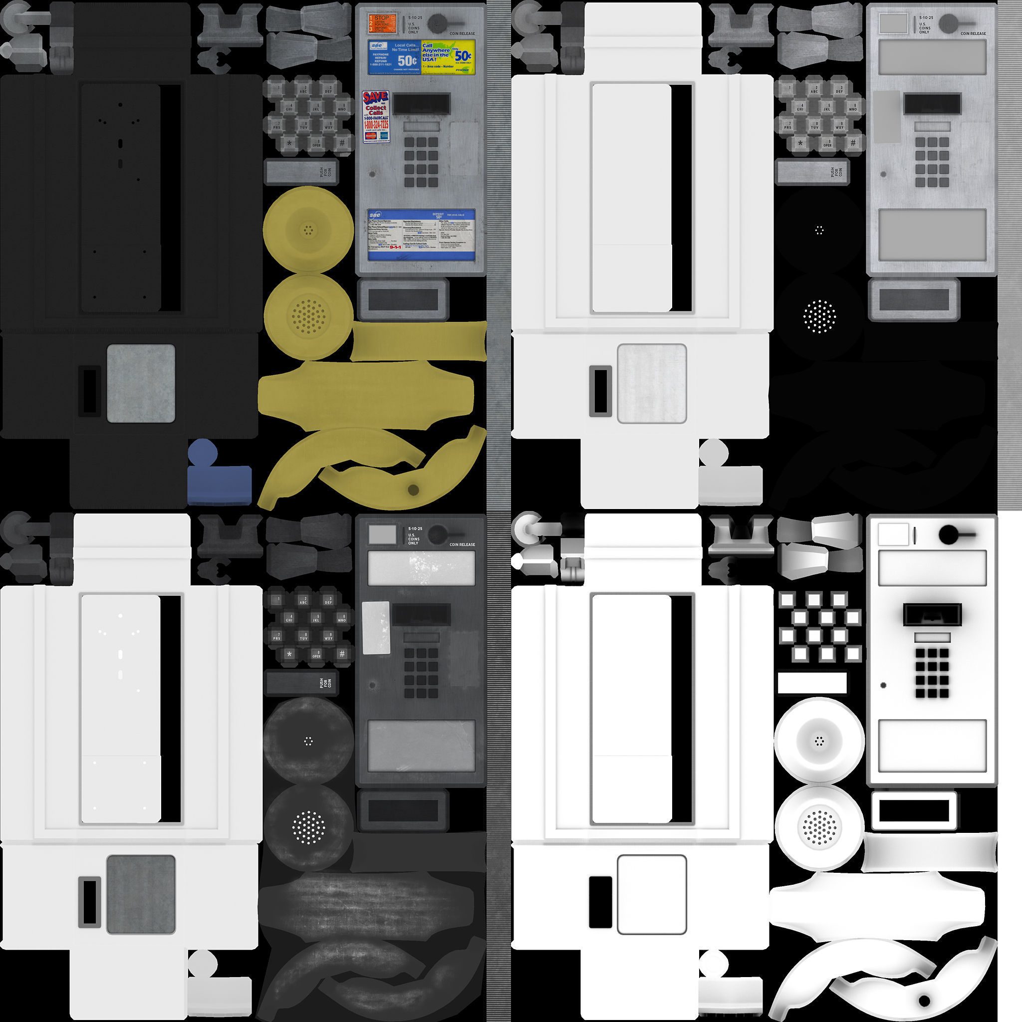 Phonebooth two pay phones Low-poly 3D model_12