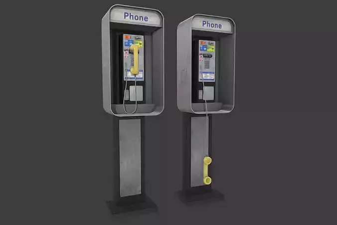 Phonebooth two pay phones Low-poly 3D model