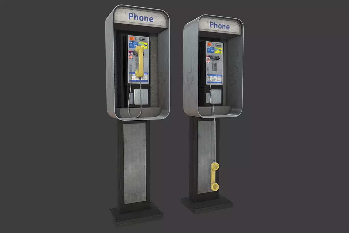 Phonebooth two pay phones Low-poly 3D model_0