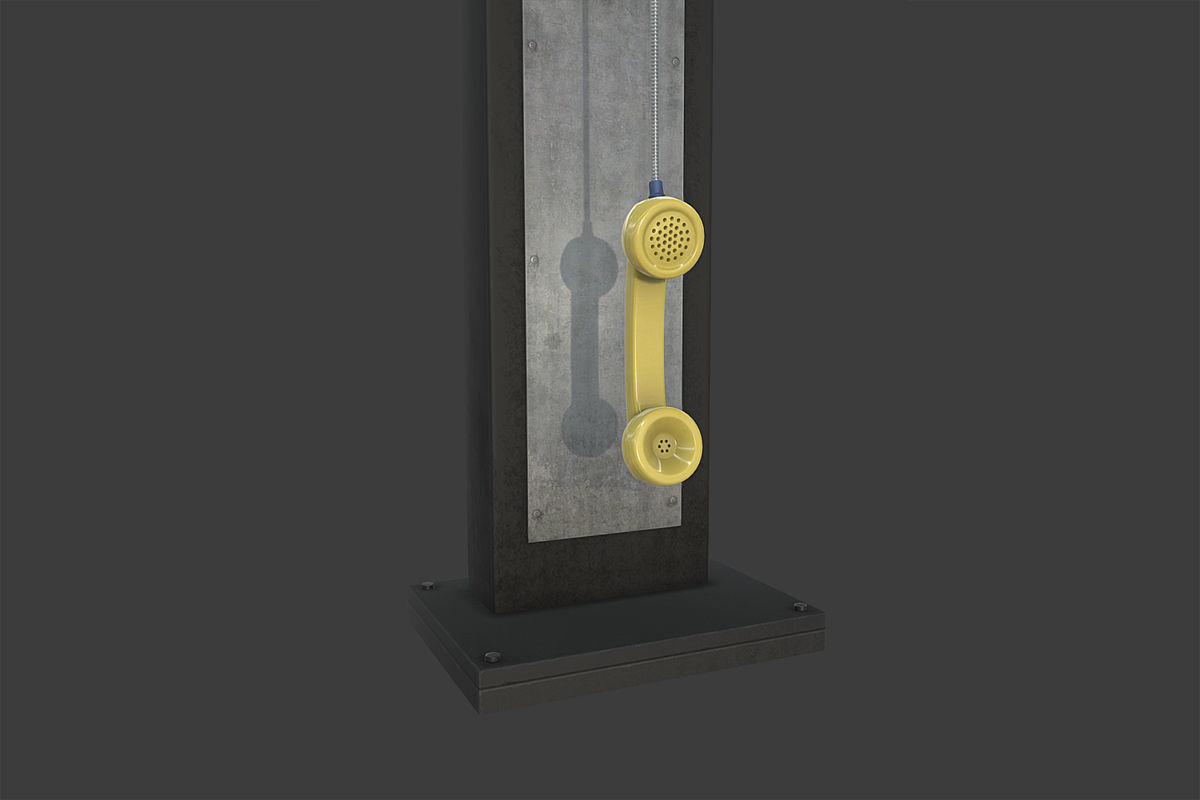 Phonebooth two pay phones Low-poly 3D model_3
