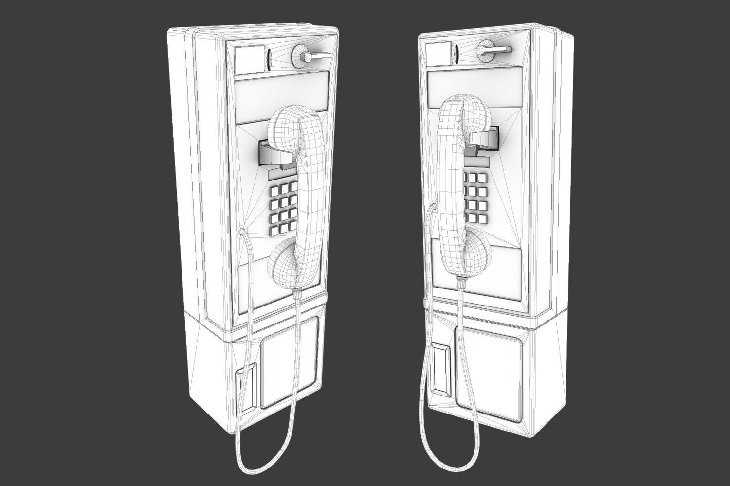 Phonebooth two pay phones Low-poly 3D model_10