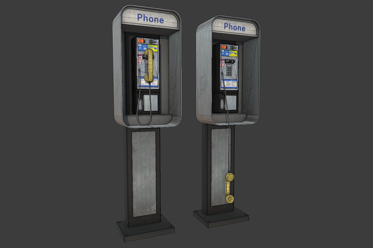 Phonebooth two pay phones Low-poly 3D model_1