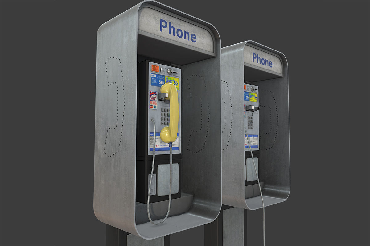 Phonebooth two pay phones Low-poly 3D model_5
