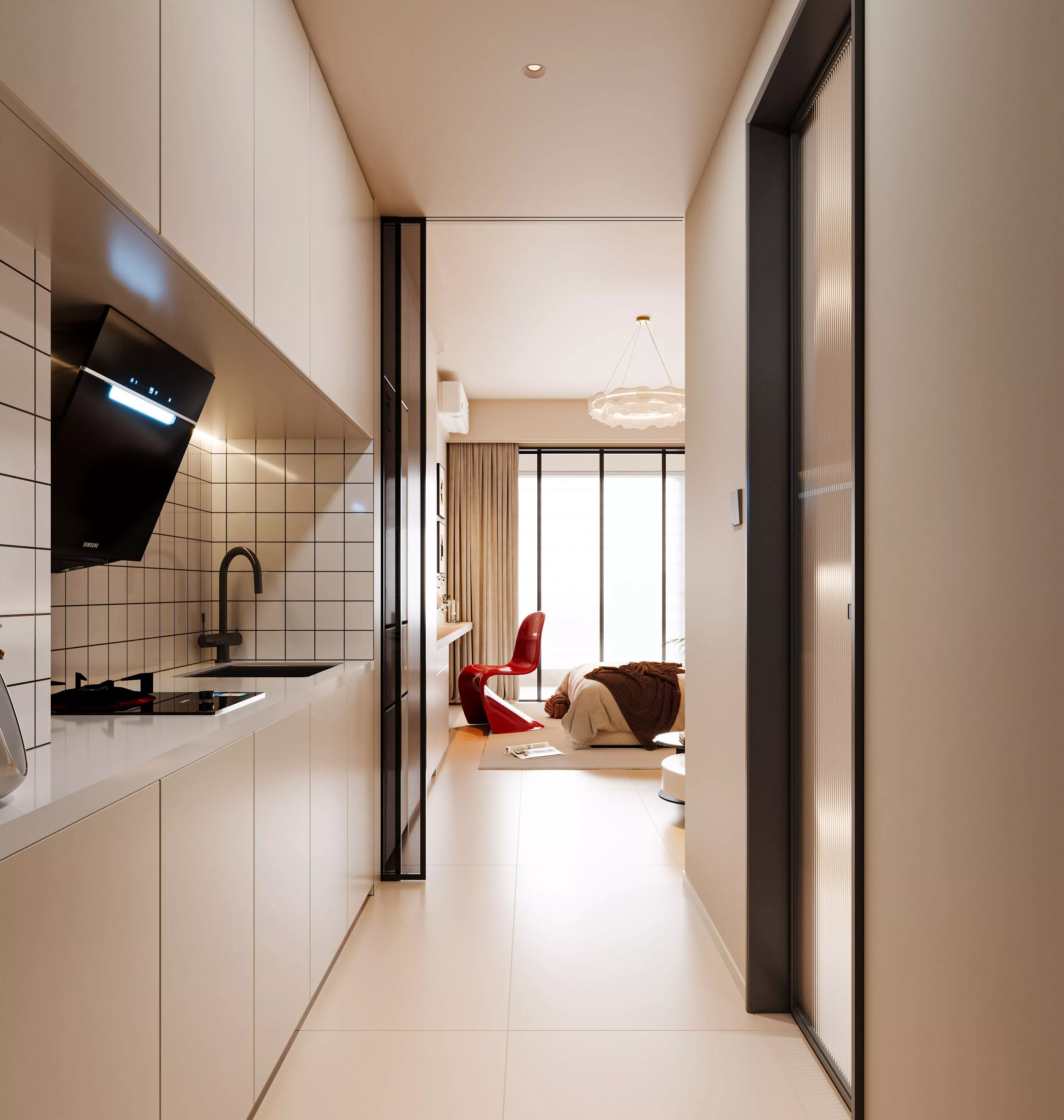 Small apartment with kitchen and bedroom 3D model