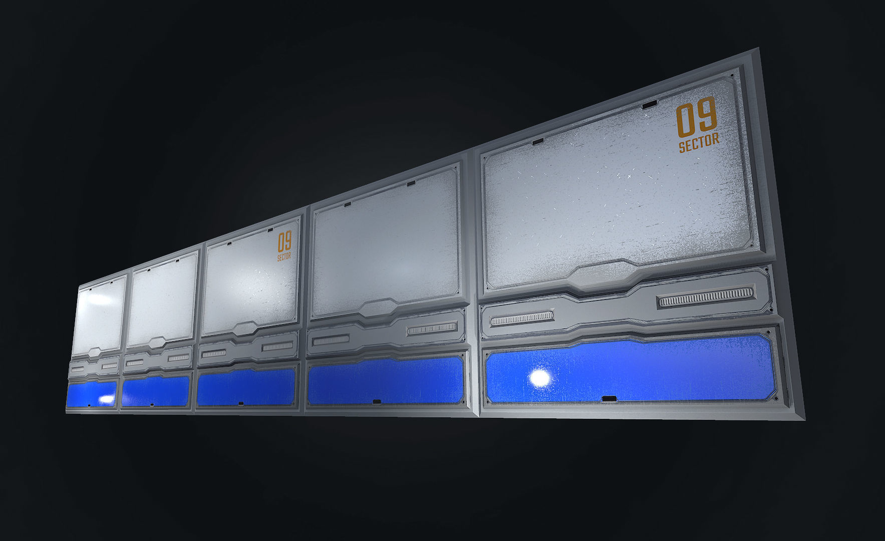 Sci-fi panel 3 - low-poly Low-poly 3D model_3