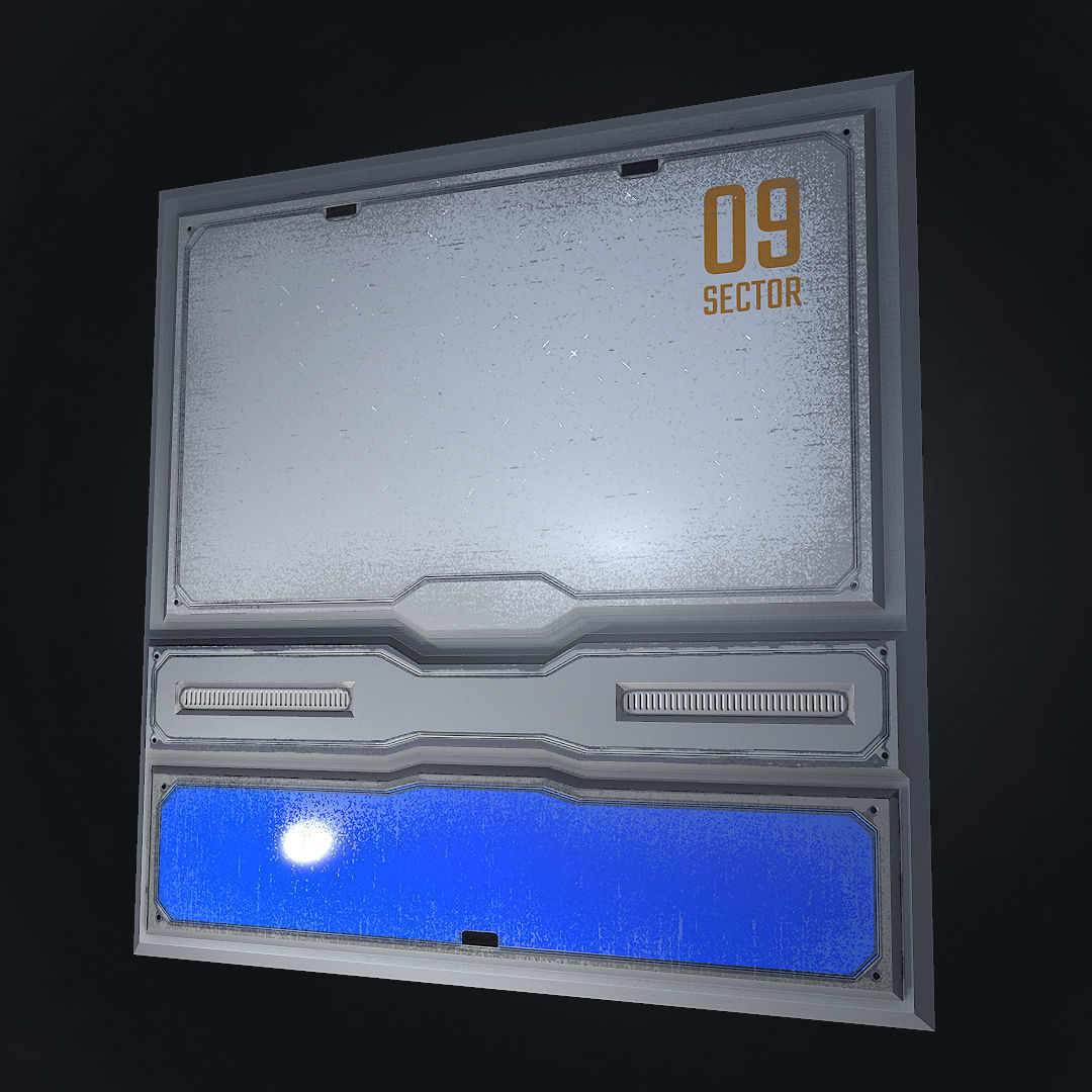 Sci-fi panel 3 - low-poly Low-poly 3D model_1