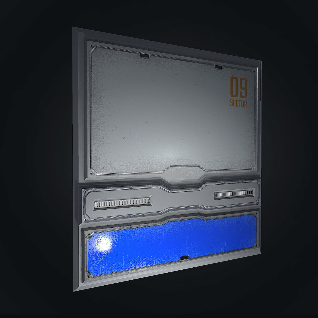 Sci-fi panel 3 - low-poly Low-poly 3D model_5