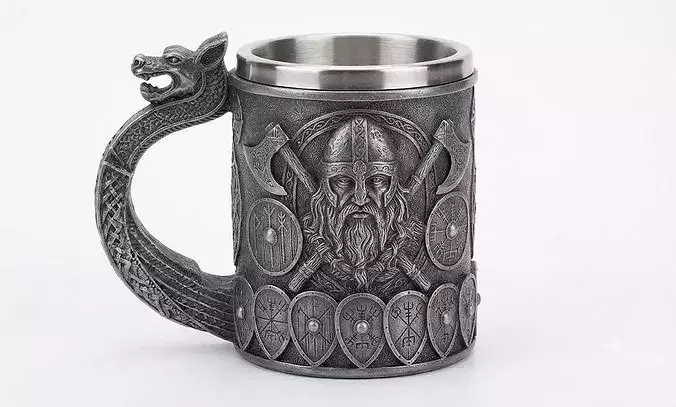 Viking Warrior Mug with Dragon Head Handle 9
