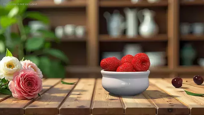Bowl of Strawberries 3D model 4