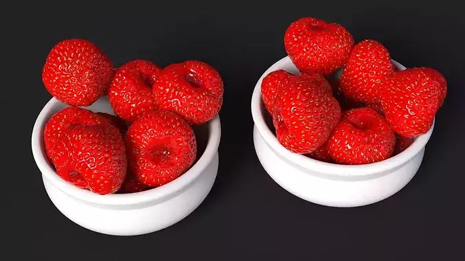 Bowl of Strawberries 3D model 7