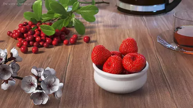 Bowl of Strawberries 3D model 3