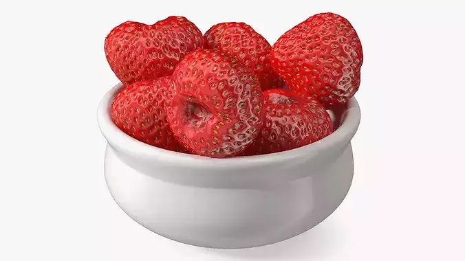 Bowl of Strawberries 3D model