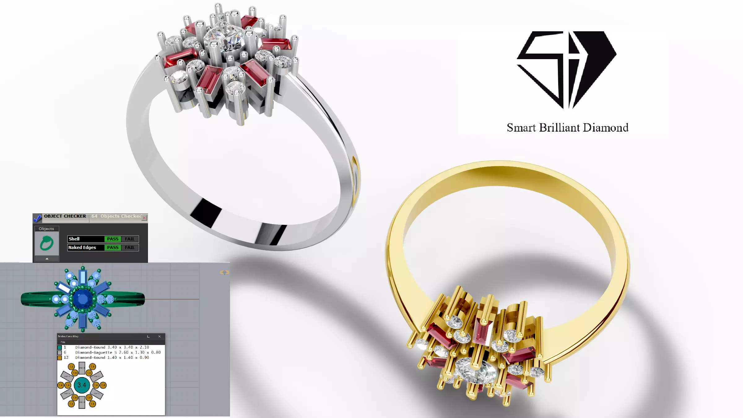 Luxury Cluster Ring 3D Jewelry CAD STL Ready for Casting jr00408 3D print model