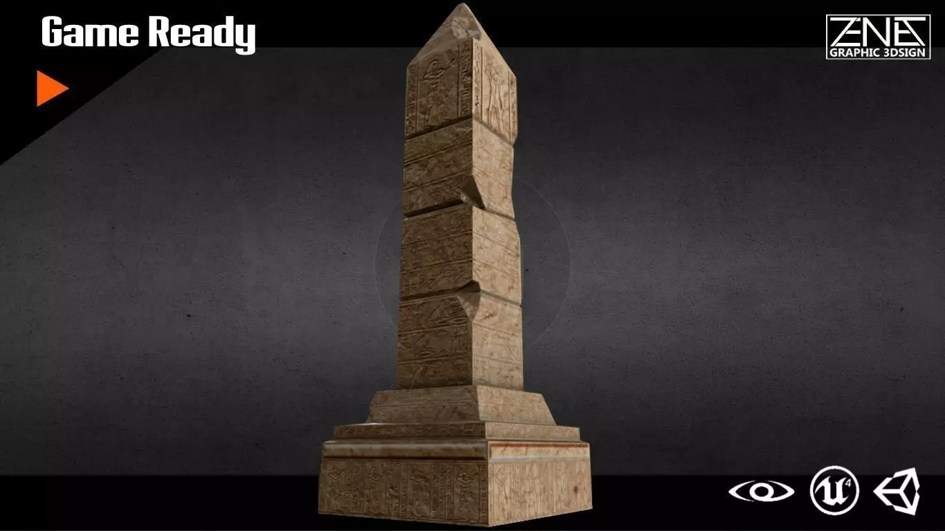 Egyptian Obelisk Low-poly 3D model_0