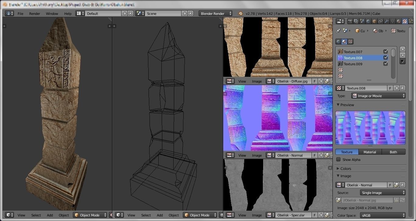 Egyptian Obelisk Low-poly 3D model_11