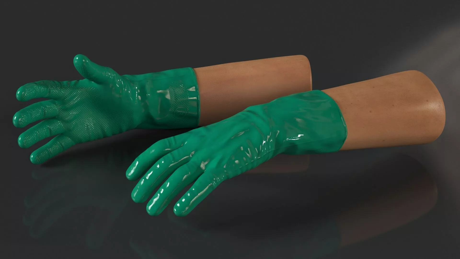 Hands in Rubber Safety Gloves Rigged 3D model