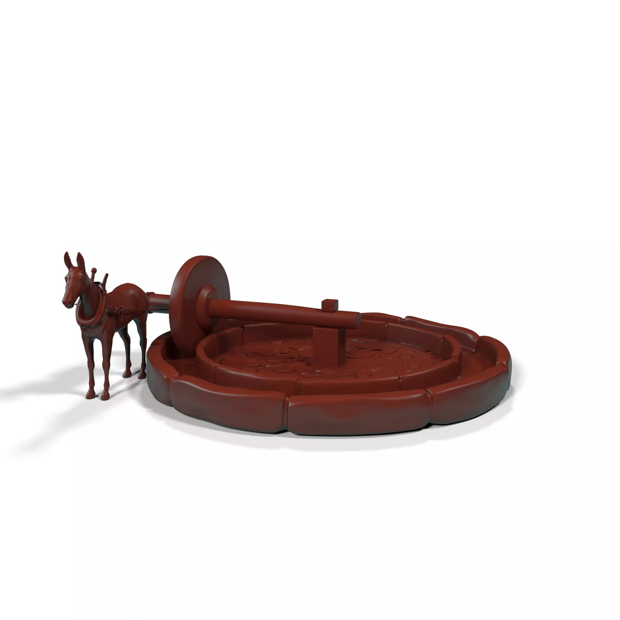 Mule Drawn Stone Well for 3D Print 3D print model