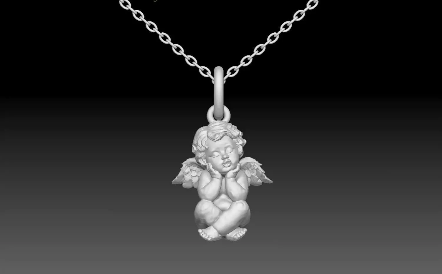 3D Model Sleeping Angel Pendant - Jewelry CAD STL Casting File 3D print model
