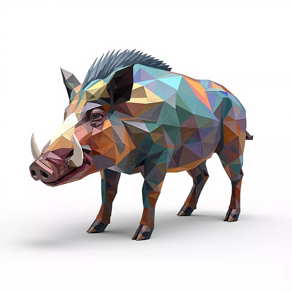 Low Poly Wild Boar 3D Model - Geometric Wildlife Asset 3D print model